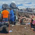 Tráiler vuelca tras choque frontal en la carretera Juliaca – Arequipa y deja un herido